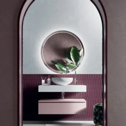 Composizione Bagno con Lavabo in Resina e Specchio Made in Italy - Palom