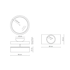 Composizione Bagno con Lavabo in Resina e Specchio Made in Italy - Palom