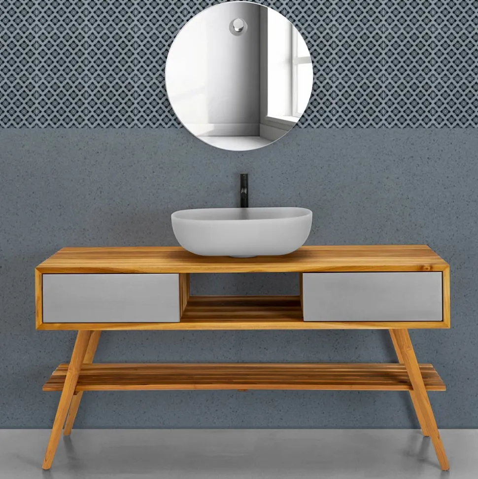 Composizione Bagno con Lavabo Completa di Accessori Smaltati - Georges