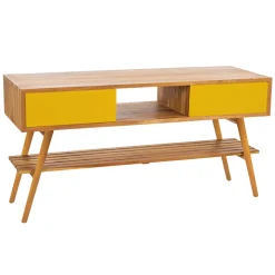 Composizione Bagno con Mobile in Teak e Lavabo Dettagli Gialli - Georges