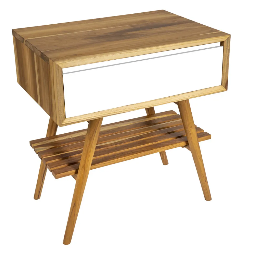 Composizione Bagno con Mobile in Teak, Specchio e Accessori - Carolie