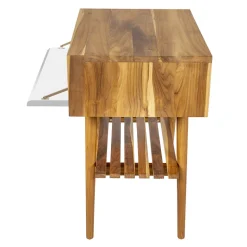 Composizione Bagno con Mobile in Teak, Specchio e Accessori - Carolie