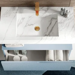 Composizione Bagno con Piano in HPL Calacatta Made in Italy - Talassa