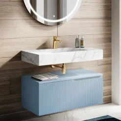 Composizione Bagno con Piano in HPL Calacatta Made in Italy - Talassa