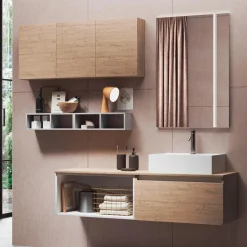 Composizione Bagno con Specchio con Lampada Integrata, Lavabo e Base - Dream