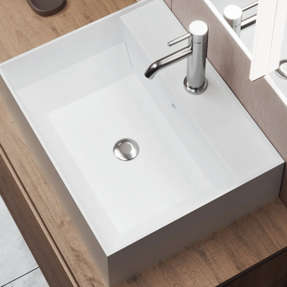 Composizione Bagno con Specchio con Lampada Integrata, Lavabo e Base - Dream