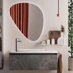 Composizione Bagno con Specchio Moderno, Base e Lavabo Made in Italy - Dream