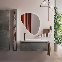 Composizione Bagno con Specchio Moderno, Base e Lavabo Made in Italy - Dream