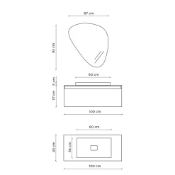 Composizione Bagno con Specchio Moderno, Base e Lavabo Made in Italy - Dream