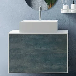 Composizione Bagno con Specchio Ovale, Base e Lavabo Made in Italy - Kilos