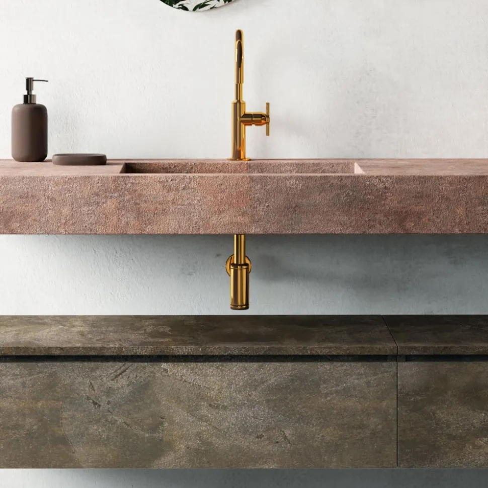 Composizione Bagno con Specchio Moderno e Lavabo Consolle Made in Italy - Palom
