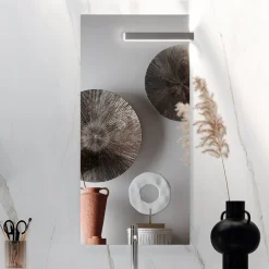 Composizione Bagno con Specchio, Lavabo in resina e Base Made in Italy - Palom