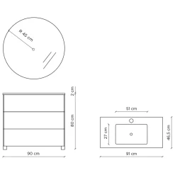 Composizione Bagno con Specchio, Base e Lavabo in Resina Made in Italy - Kilos