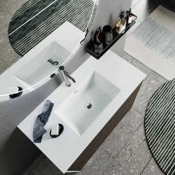Composizione Bagno con Specchio, Base e Lavabo in Resina Made in Italy - Kilos
