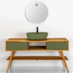 Composizione Bagno Inclusa di Accessori e Mobile a Terra in Teak - Georges