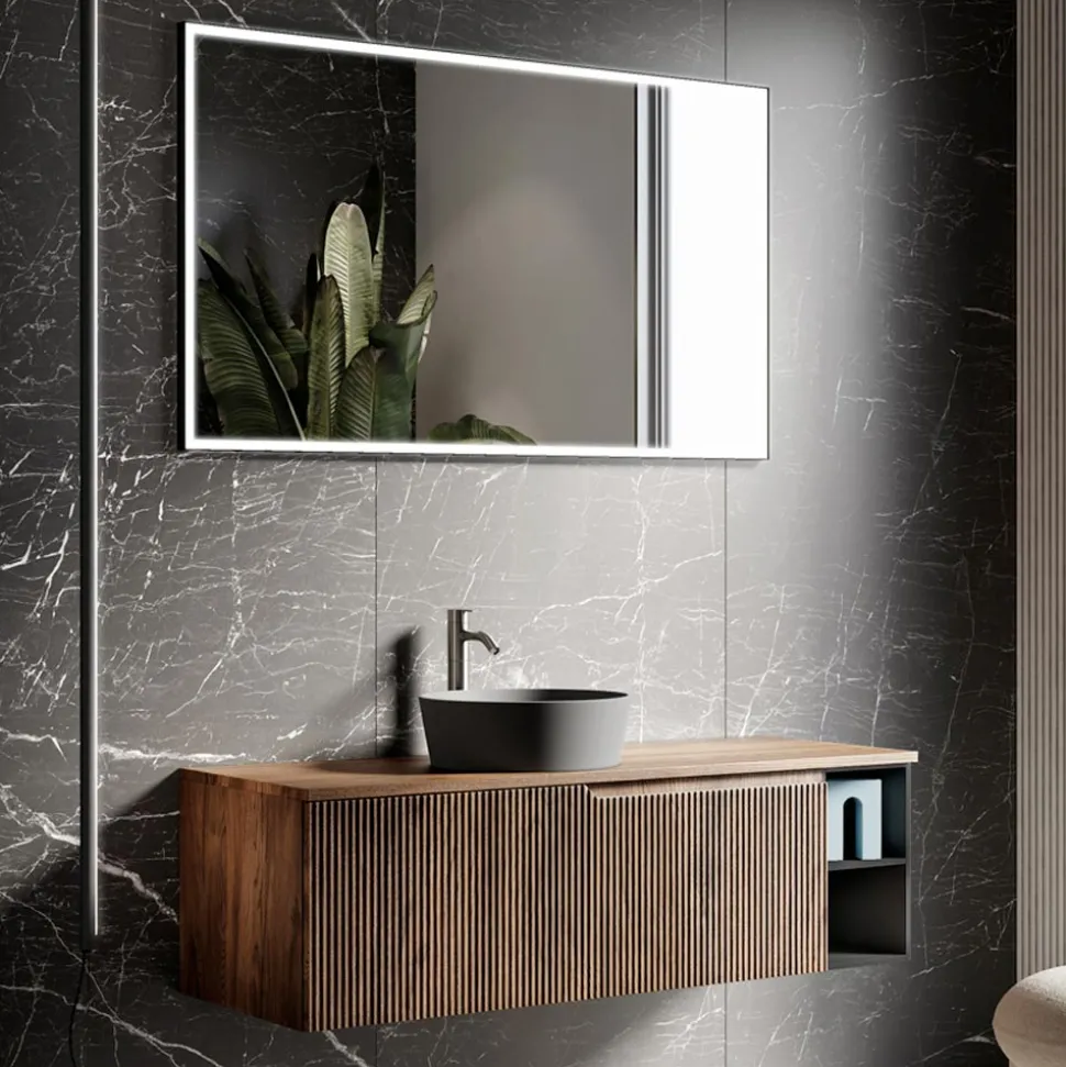 Composizione Bagno in Quercia Cannettata e Vano a Giorno Made in Italy - Febe