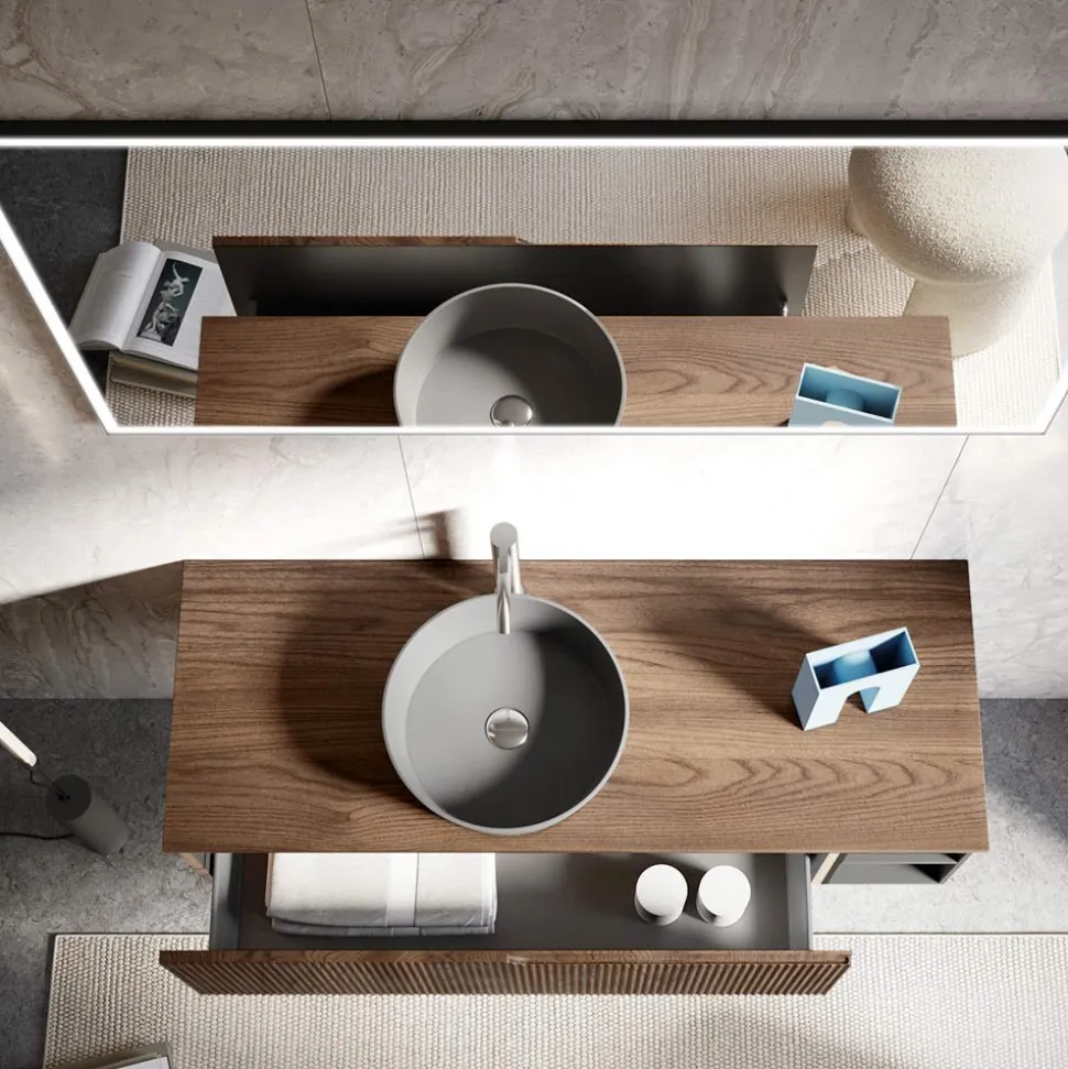 Composizione Bagno in Quercia Cannettata e Vano a Giorno Made in Italy - Febe