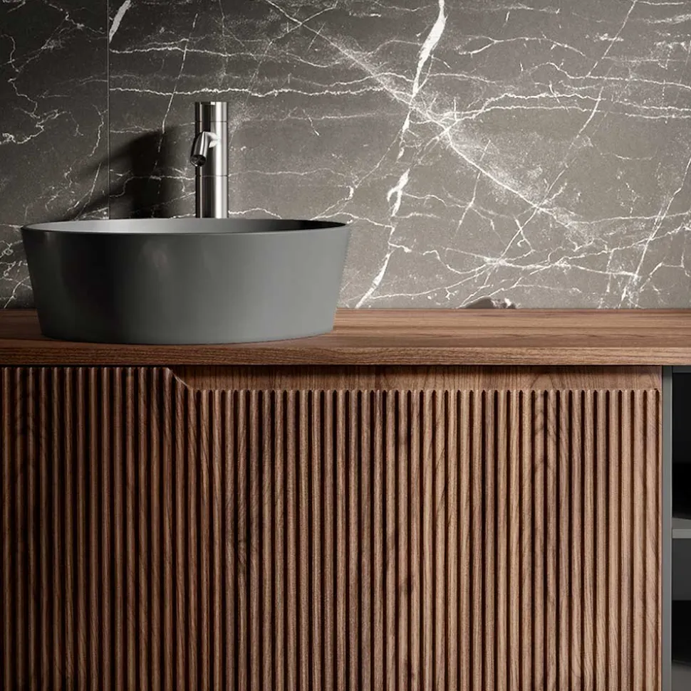 Composizione Bagno in Quercia Cannettata e Vano a Giorno Made in Italy - Febe