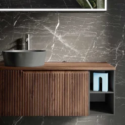 Composizione Bagno in Quercia Cannettata e Vano a Giorno Made in Italy - Febe