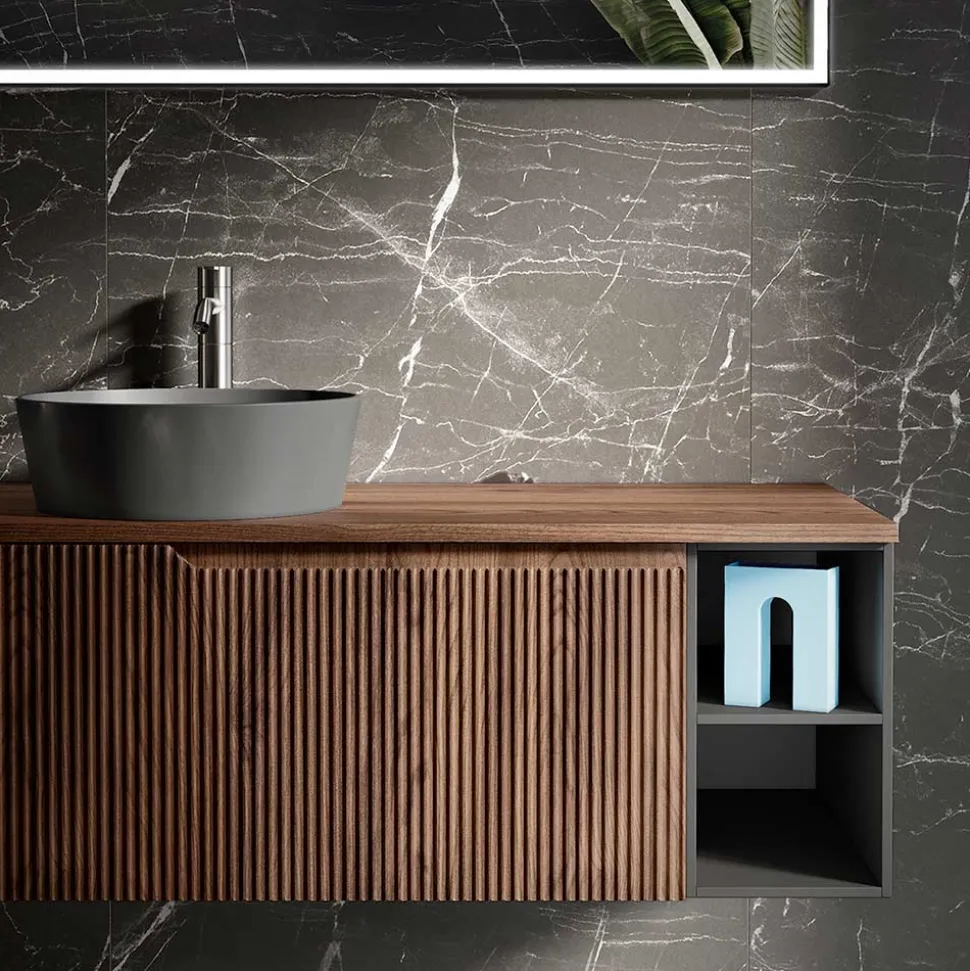 Composizione Bagno in Quercia Cannettata e Vano a Giorno Made in Italy - Febe