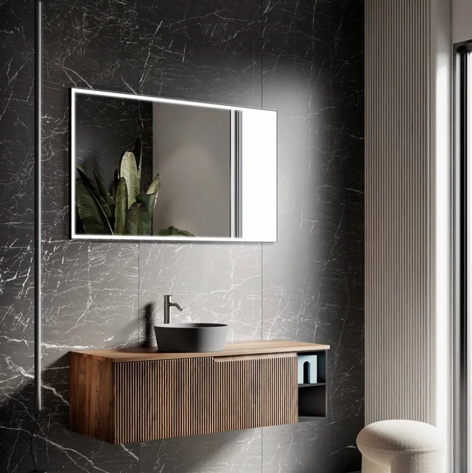 Composizione Bagno in Quercia Cannettata e Vano a Giorno Made in Italy - Febe