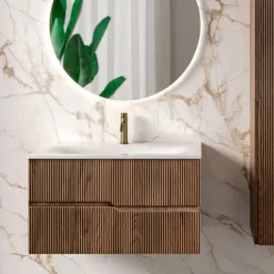 Composizione Bagno in Rovere Rio Cannettato Realizzato in Italia - Afrodite