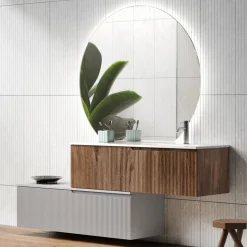 Composizione Bagno in Rovere Rio e Grigio Cannettati Made in Italy - Crono