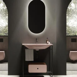 Composizione Bagno Lavabo in Ceramica e Specchio Made in Italy - Chantal