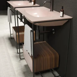 Composizione Bagno Lavabo in Ceramica e Specchio Made in Italy - Chantal