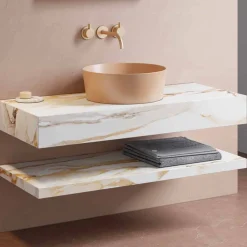 Composizione Bagno Sospesa 3 Mobili in Gres e Vetrochina Alta Qualità - Rametina