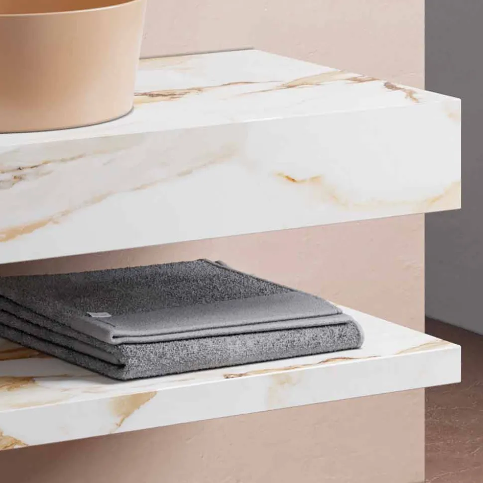 Composizione Bagno Sospesa 3 Mobili in Gres e Vetrochina Alta Qualità - Rametina