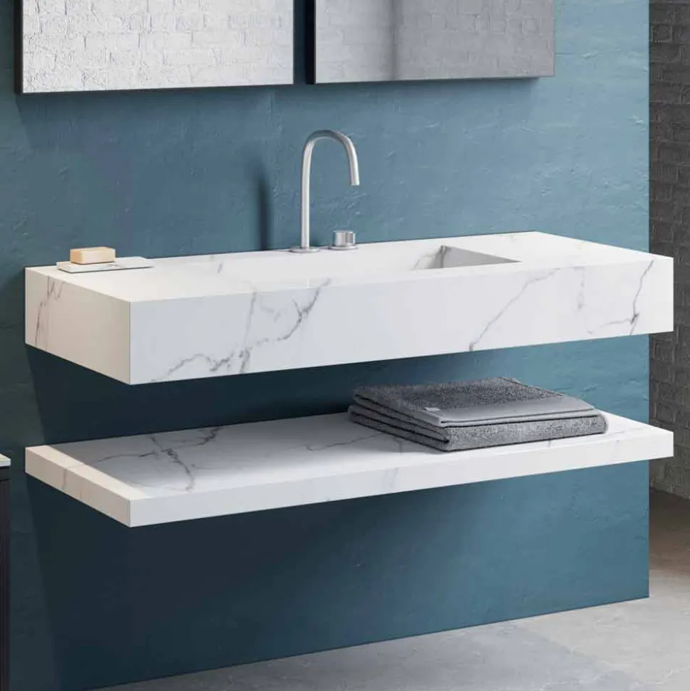 Composizione Bagno Sospesa 2 Mobili in Gres Alta Qualità Made in Italy - Rampina