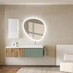 Composizione Bagno Verde Salvia e Quercia Cannettato Made in Italy - Urano