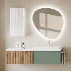 Composizione Bagno Verde Salvia e Quercia Cannettato Made in Italy - Urano