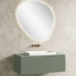 Composizione Bagno Verde Salvia con Lavabo in Resina Made in Italy - Artemide