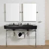 Composizione bagno vintage con consolle nera doppia su struttura Double