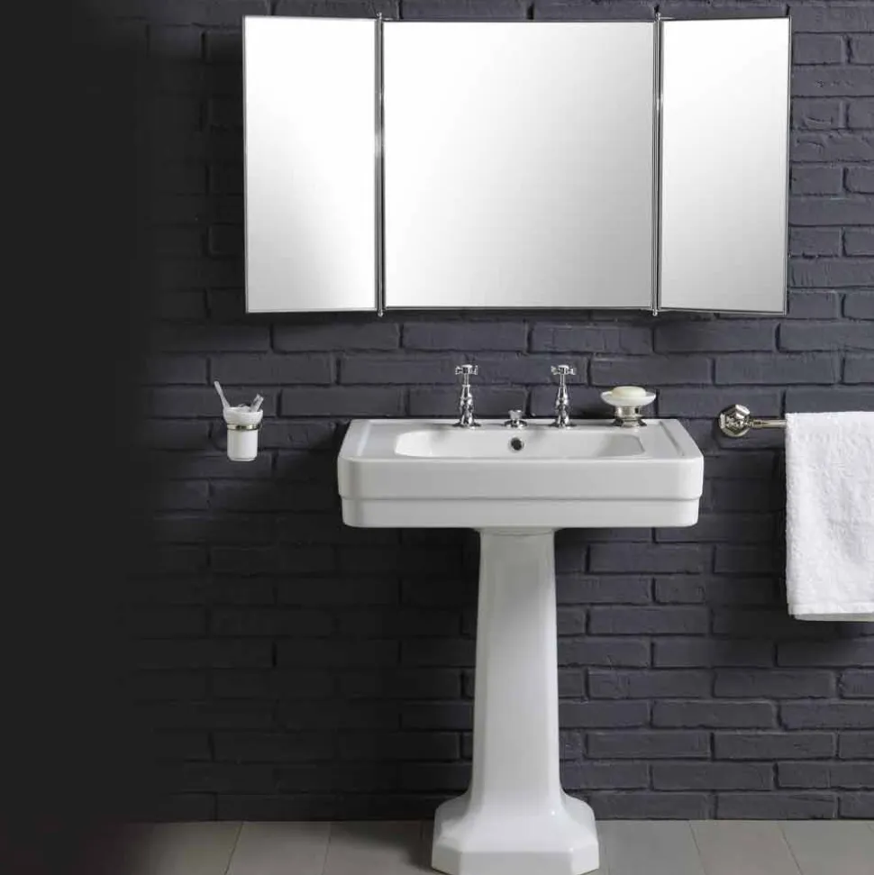 Composizione con lavabo in ceramica su colonna stile vintage anni 900 Line
