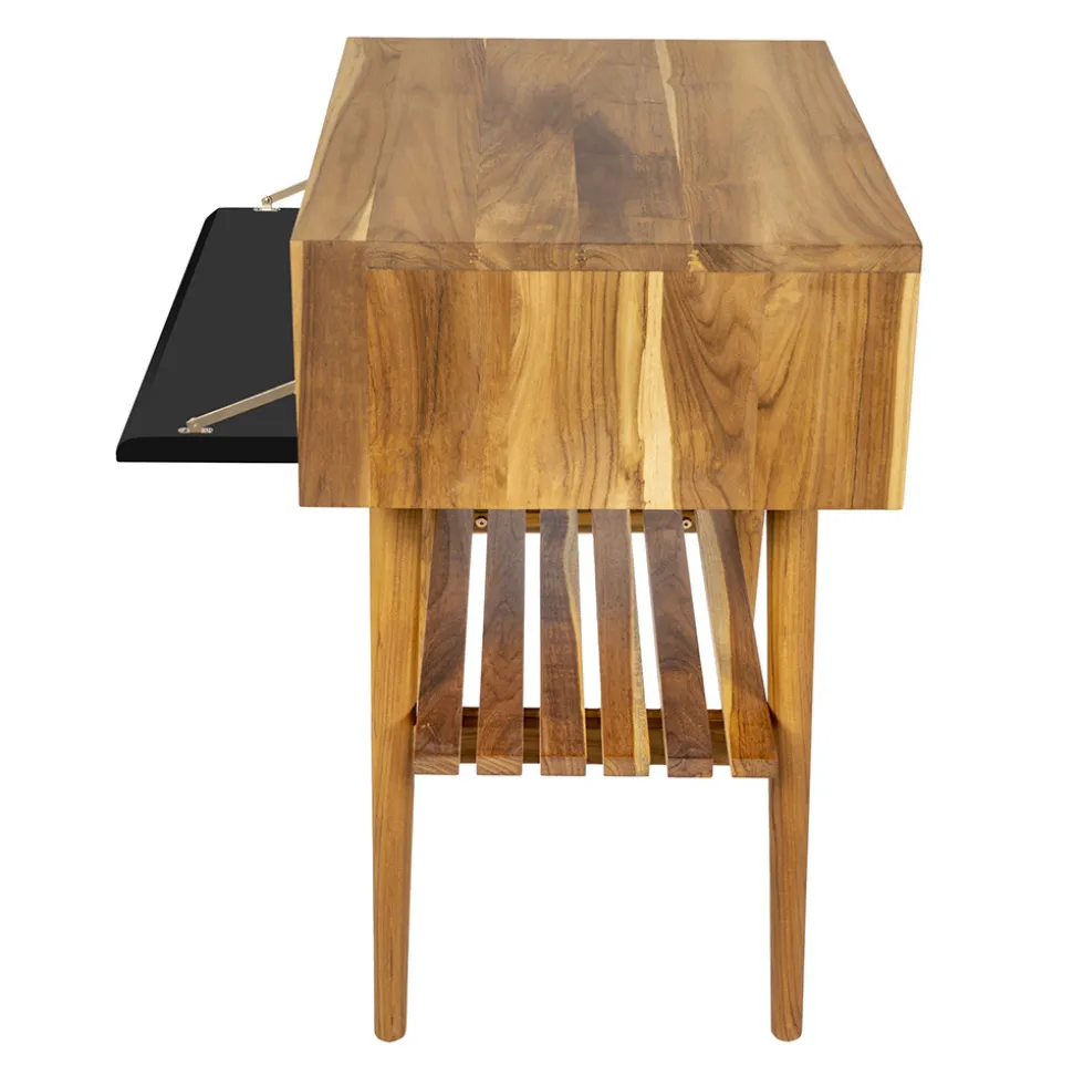 Composizione da Bagno con Mobile in Teak, Lavabo e Accessori - Carolie