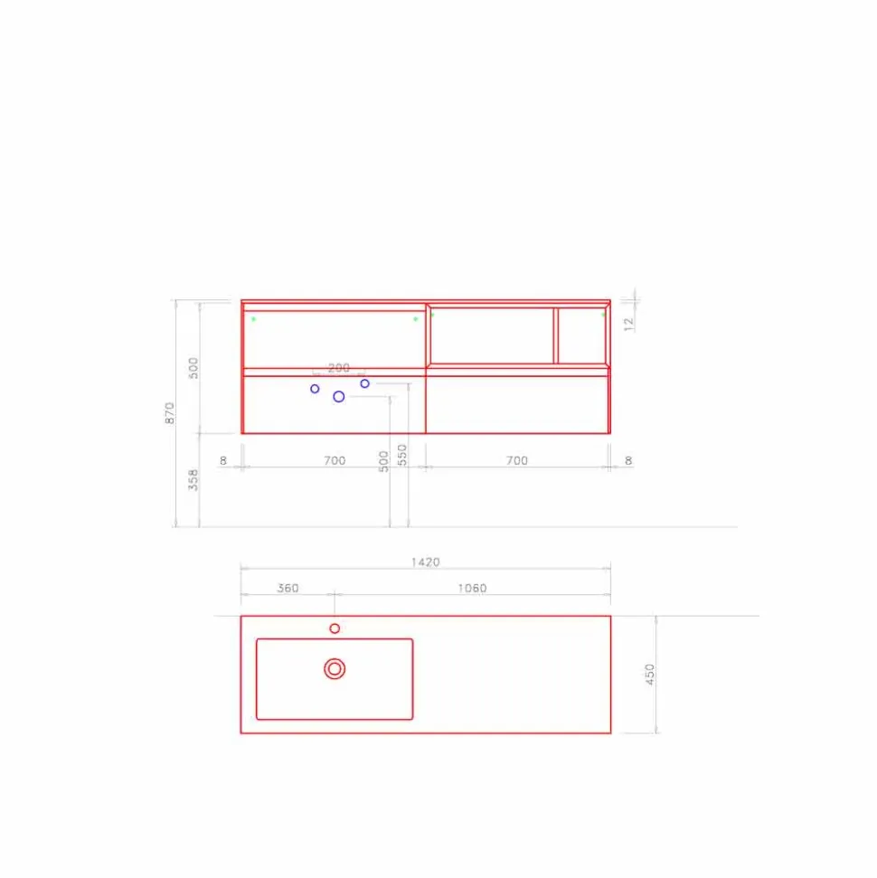 Composizione d’Arredo Bagno, Design Moderno e Sospeso Made in Italy - Callisi8