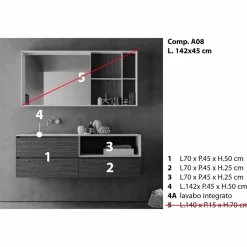 Composizione d’Arredo Bagno, Design Moderno e Sospeso Made in Italy - Callisi8