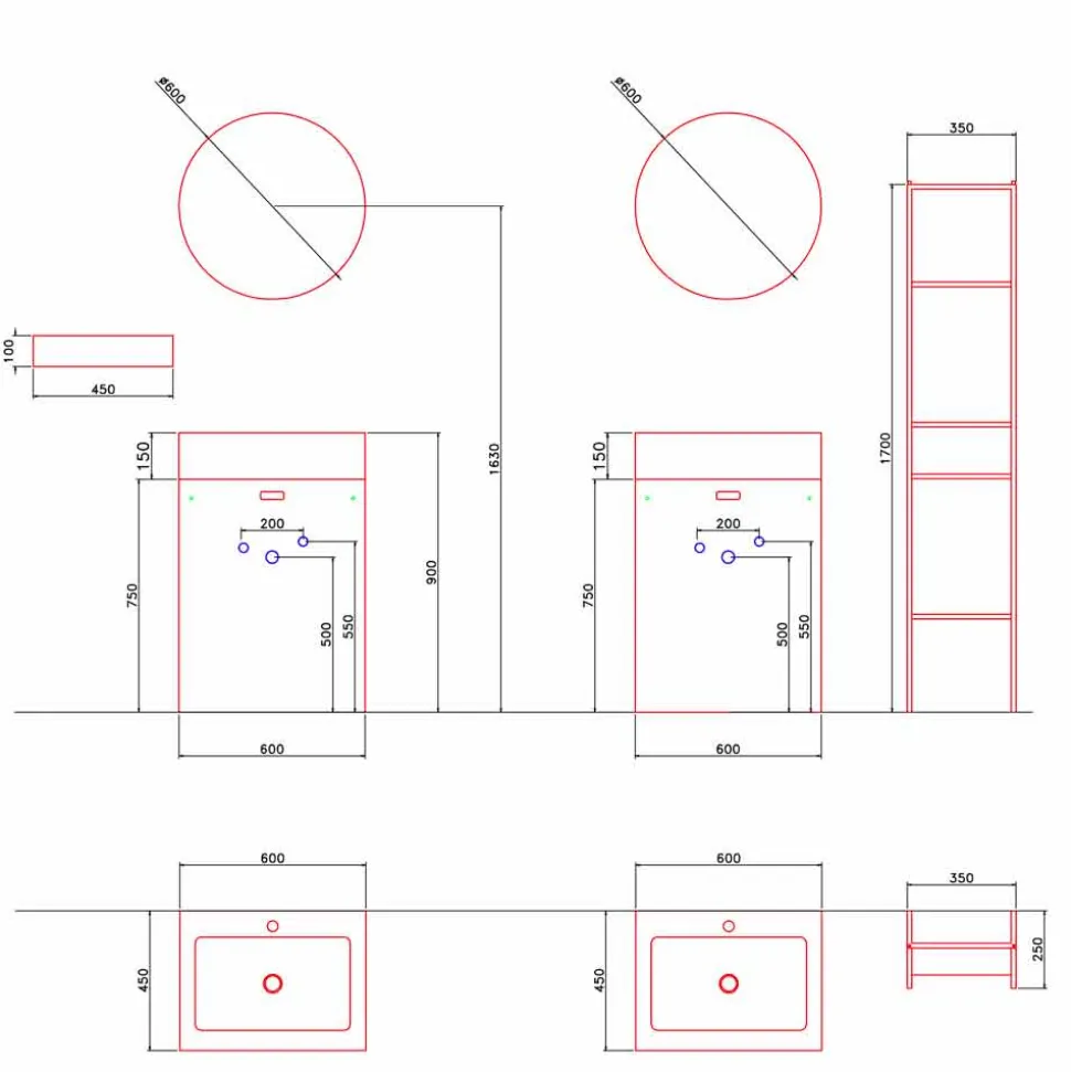 Composizione da Terra di Mobili Moderni per il Bagno di Design - Farart10