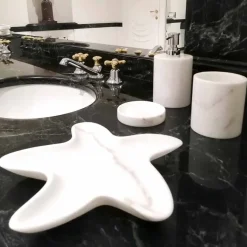 Composizione di 3 Accessori Bagno in Marmo Lucido Made in Italy - Trevio