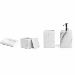 Composizione di Accessori da Bagno in Marmo Made in Italy, 4 Pezzi - Deano