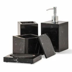 Composizione di Accessori da Bagno in Marmo Made in Italy, 4 Pezzi - Deano