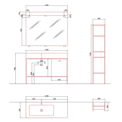 Composizione di Mobili Artigianali per Bagno di Design Moderno a Terra - Farart3