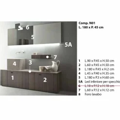 Composizione di Mobili d’Arredo da Bagno a Terra Design Moderno - Farart1
