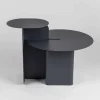Composizione di 2 Tavolini da Salotto Moderni in Acciaio Made in Italy - Pioppo