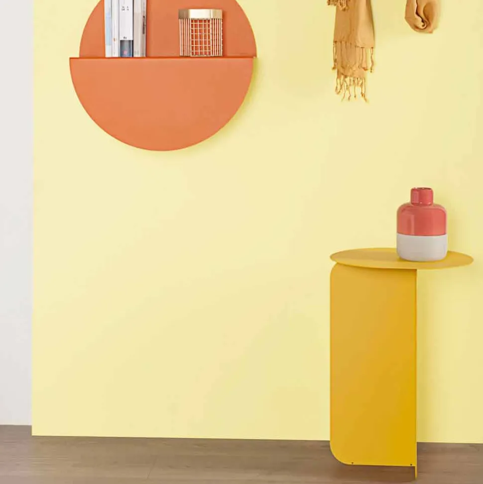 Composizione di 2 Tavolini da Salotto Moderni in Acciaio Made in Italy - Pioppo