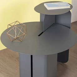 Composizione di 2 Tavolini da Salotto Moderni in Acciaio Made in Italy - Pioppo
