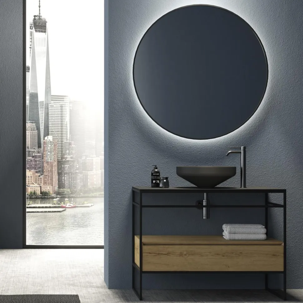 Composizione Mobile Bagno con Lavabo, Base e Specchio Made in Italy - Hoscar